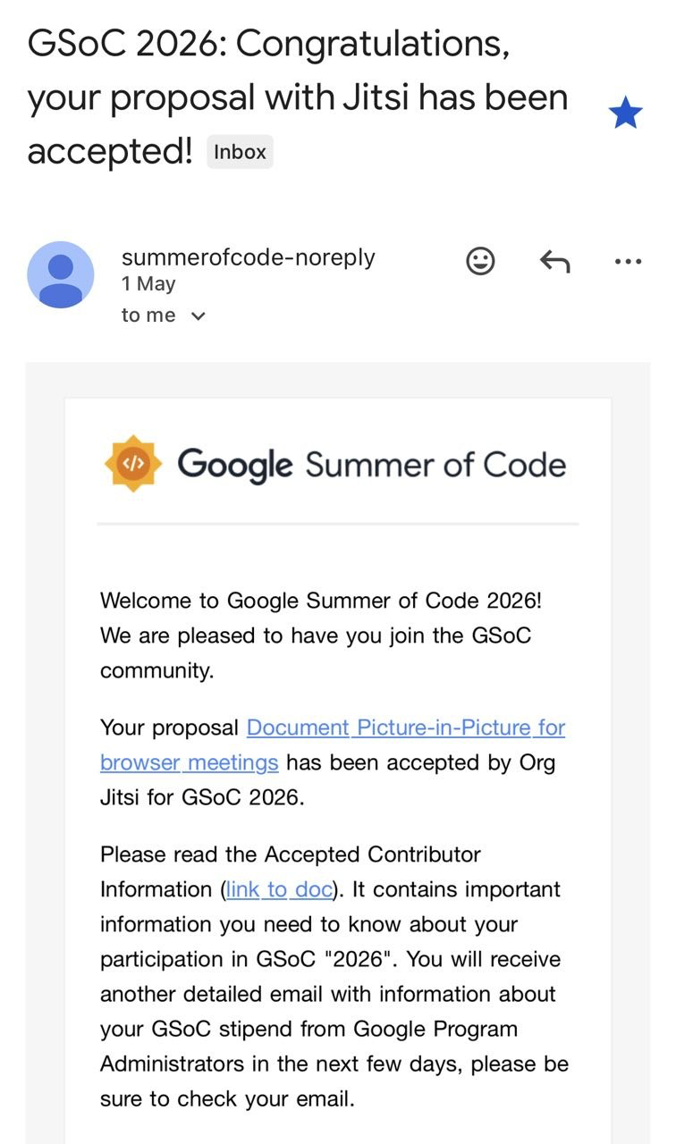 GSoC 2026 acceptance email