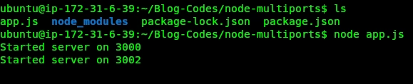Placeholder: Node server listening on ports 3000 and 3002